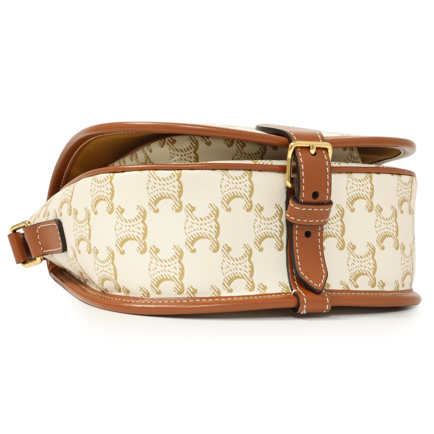 Exclusive Celine White Triomphe Canvas Medium Falco Bag — Back View