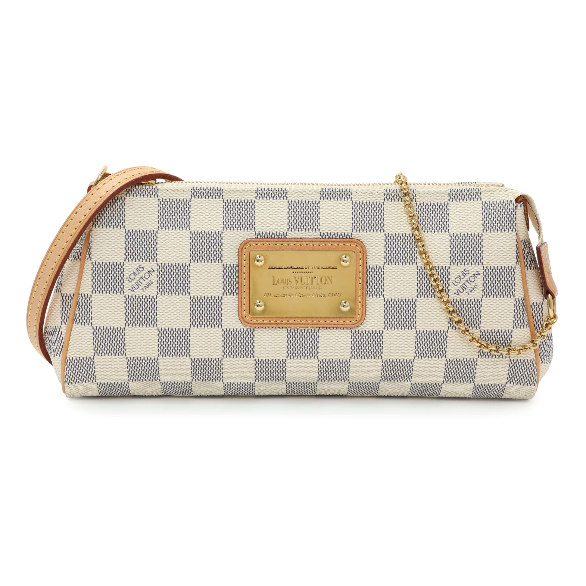 Exclusive Louis Vuitton Damier Azur Eva Clutch — Front View
