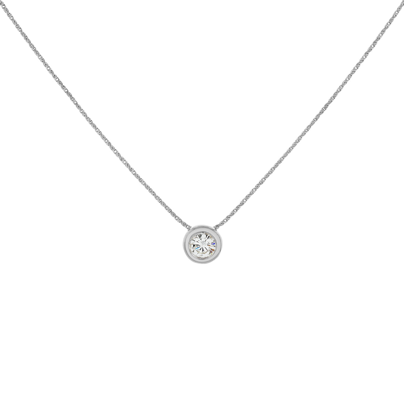 Exclusive 18K White Gold 0.35 Carat Diamond Pendant — Front View