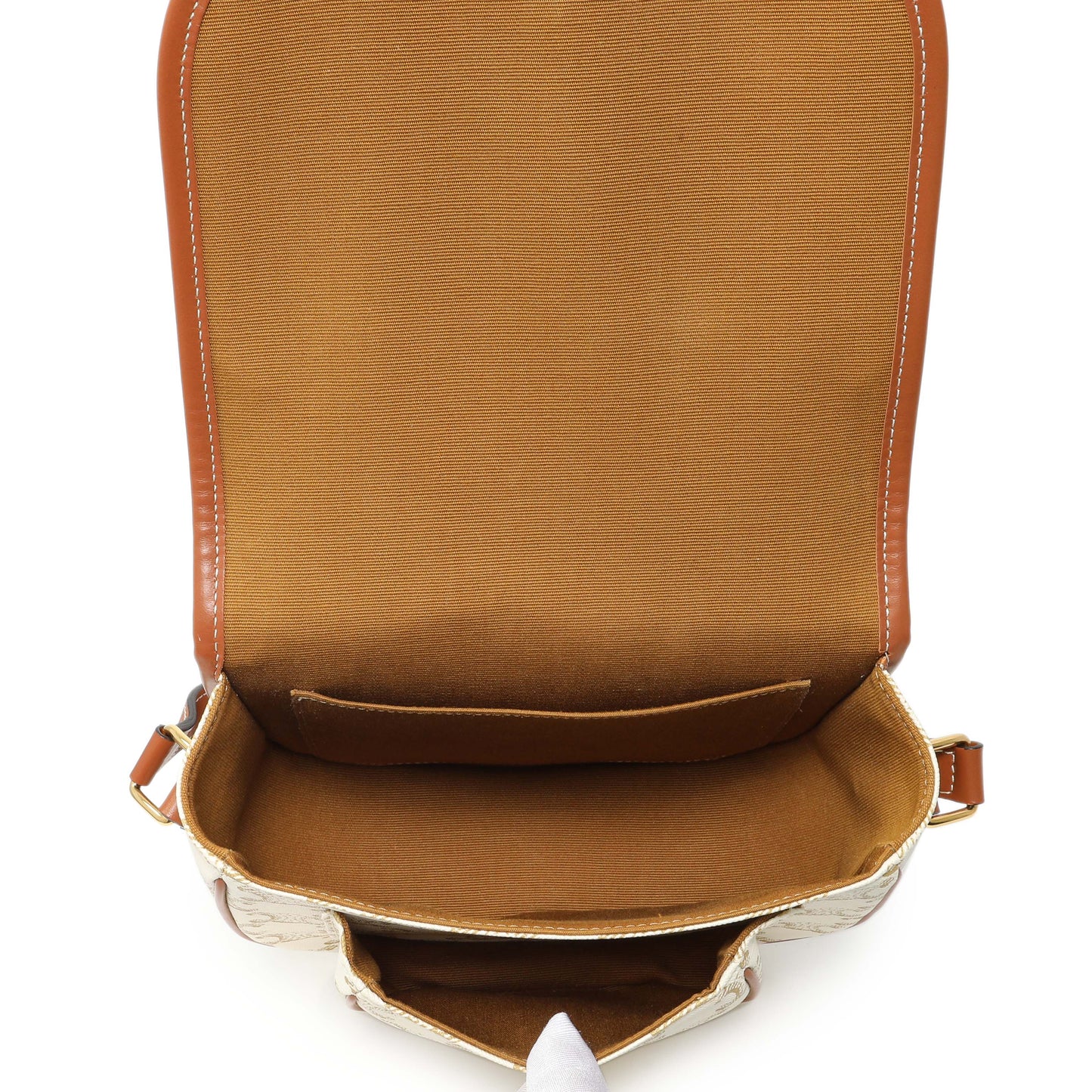 Exclusive Celine White Triomphe Canvas Medium Falco Bag — Top View