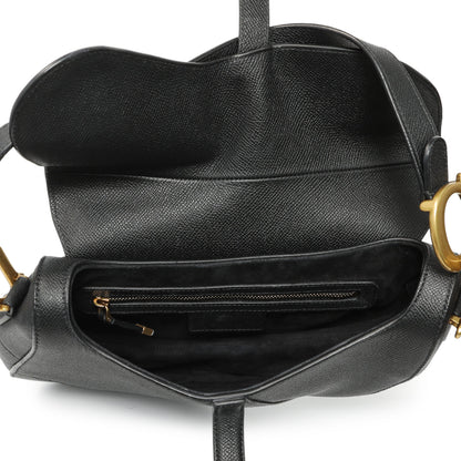 Exclusive Christian Dior Black Grained Calfskin Saddle Bag — Top View