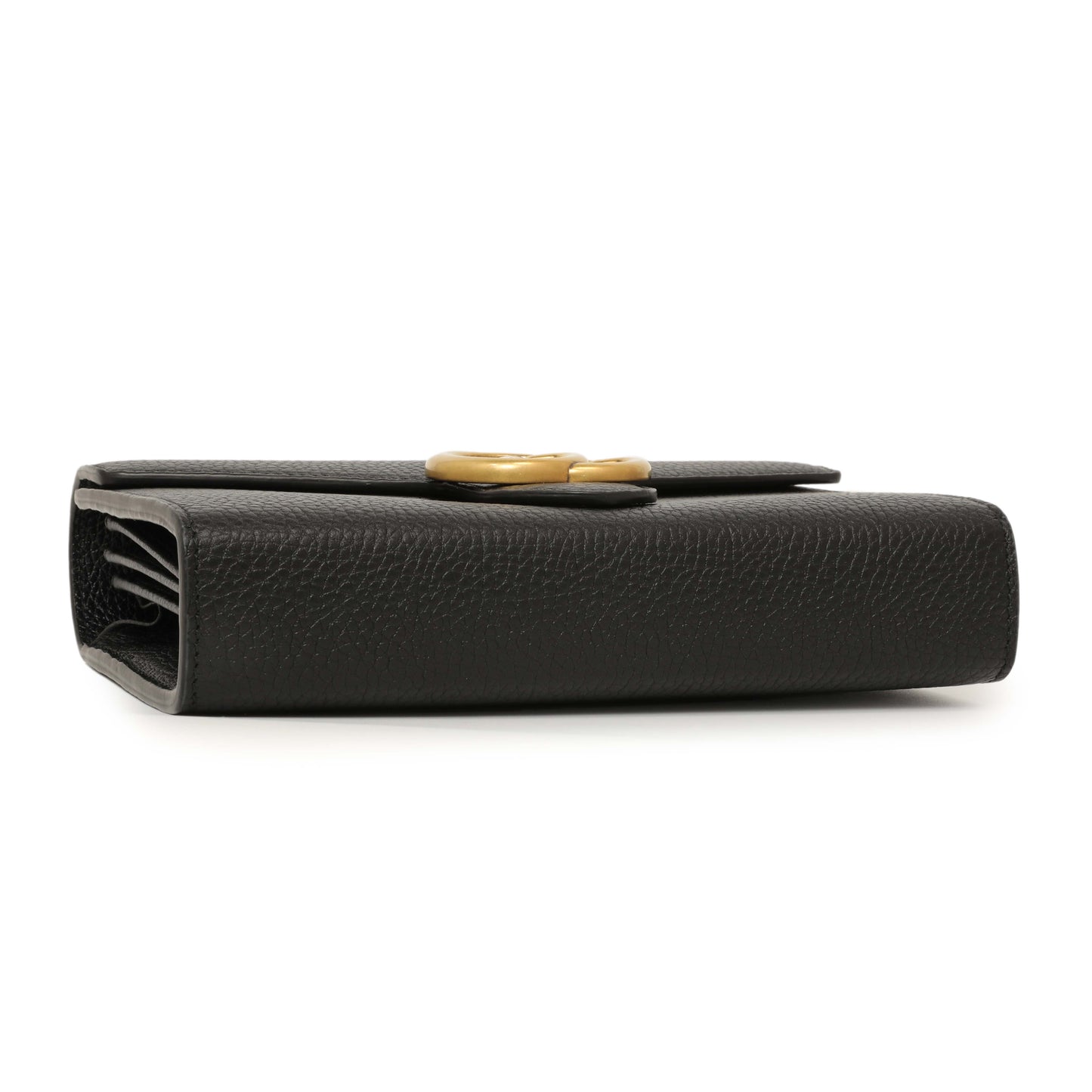 Exclusive Gucci Black Calfskin GG Marmont Chain Wallet — Back View