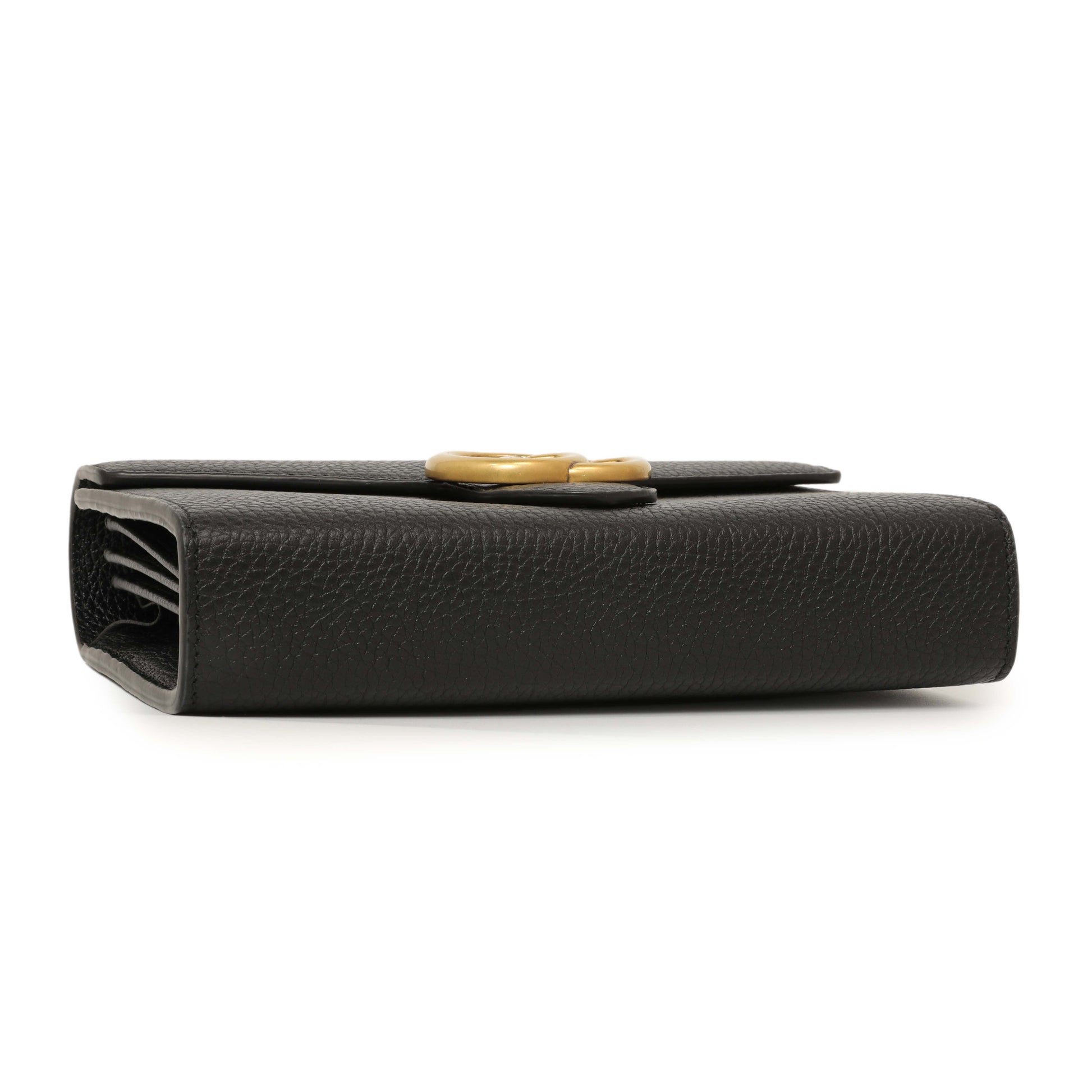 Exclusive Gucci Black Calfskin GG Marmont Chain Wallet — Back View