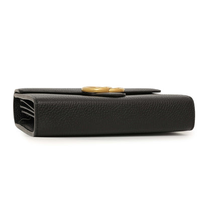 Exclusive Gucci Black Calfskin GG Marmont Chain Wallet — Back View