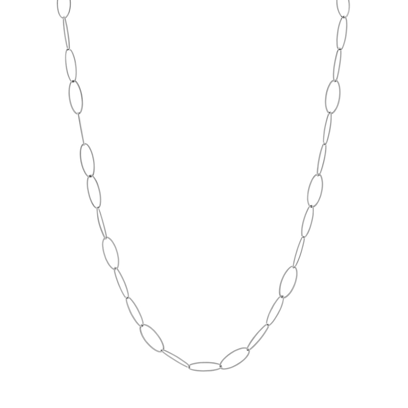 Exclusive 14K White Gold Oval Link Chain — Front View