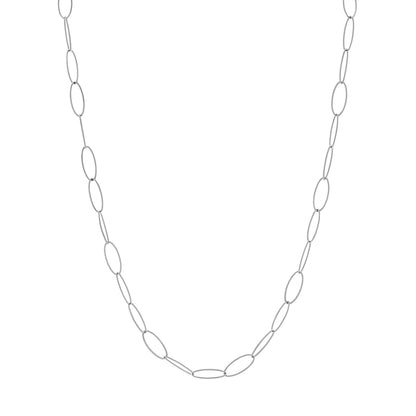 Exclusive 14K White Gold Oval Link Chain — Front View