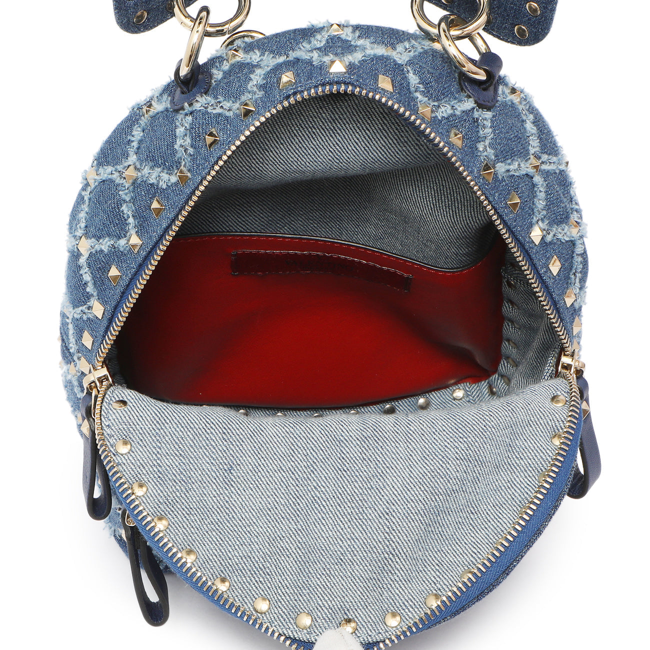 Exclusive Valentino Denim Mini Rockstud Backpack — Top View