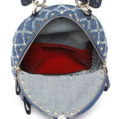 Exclusive Valentino Denim Mini Rockstud Backpack — Top View