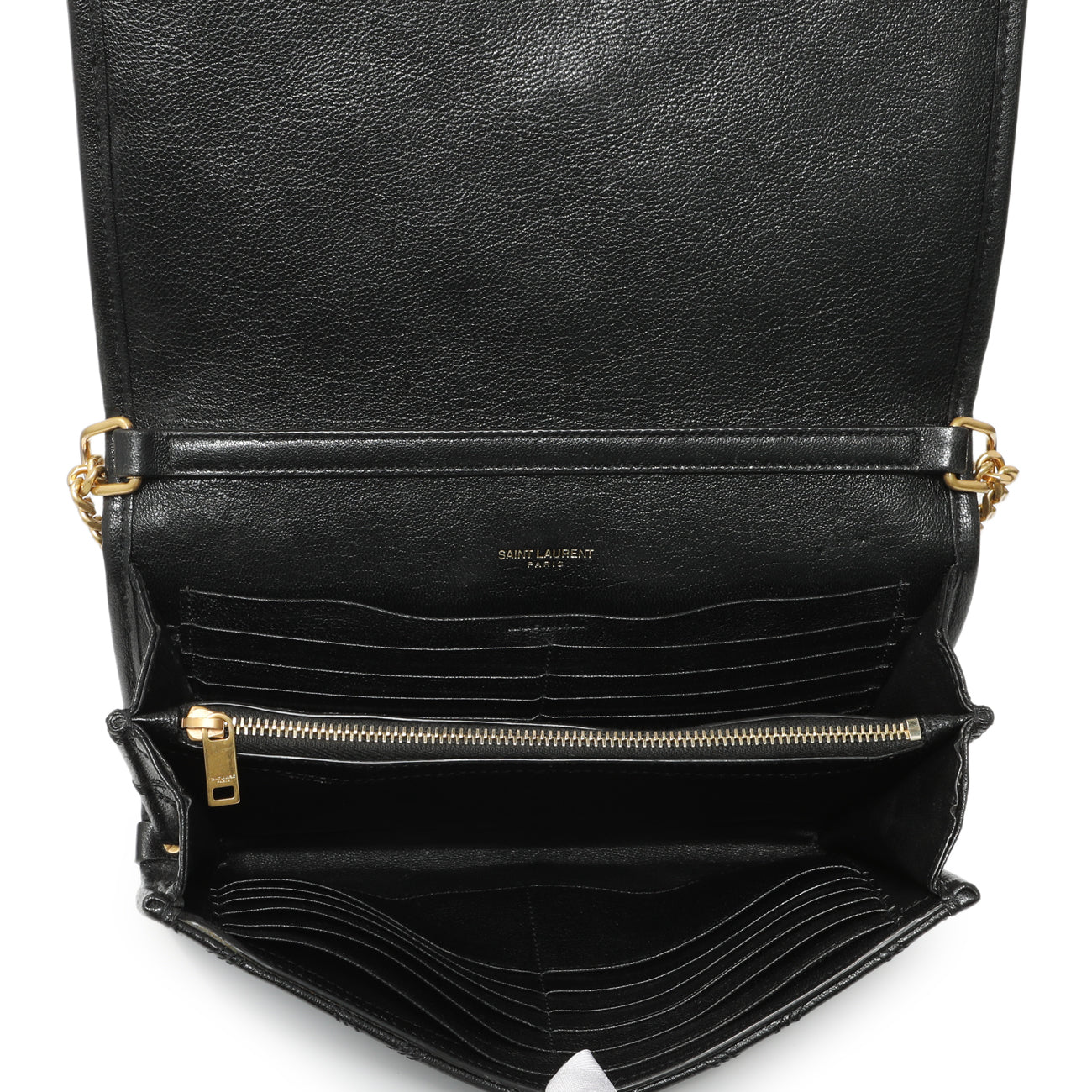 Exclusive Saint Laurent Black Lambskin Diamond Quilted Becky Chain Wallet — Alternate View 10