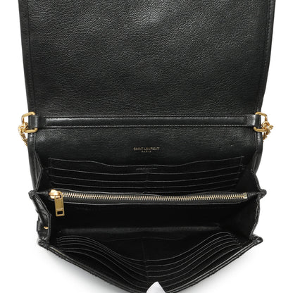 Exclusive Saint Laurent Black Lambskin Diamond Quilted Becky Chain Wallet — Alternate View 10