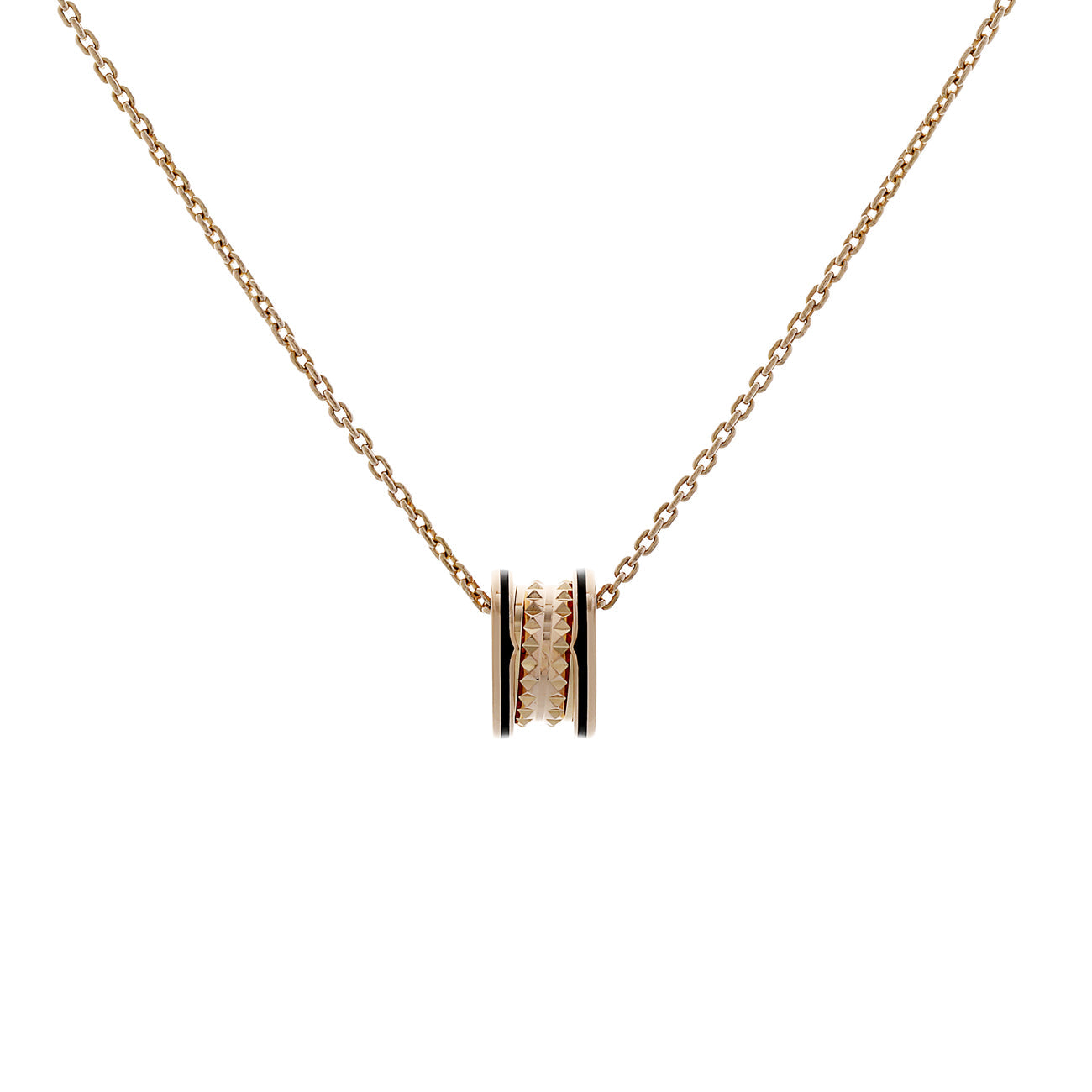 Exclusive Bulgari 18K Rose Gold B.zero1 Rock Pendant Necklace — Front View