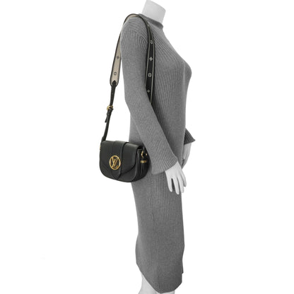 Exclusive Louis Vuitton Black Grained Calfskin LV Pont 9 Soft MM — Lifestyle View