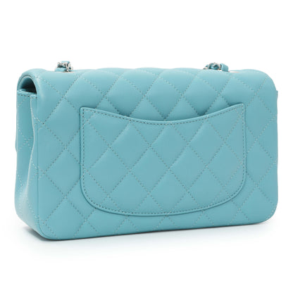 Exclusive Chanel Blue Quilted Lambskin Mini Rectangular Flap — Side View