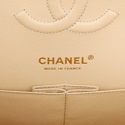 Exclusive Chanel Beige Quilted Caviar Medium Double Flap — Detail View