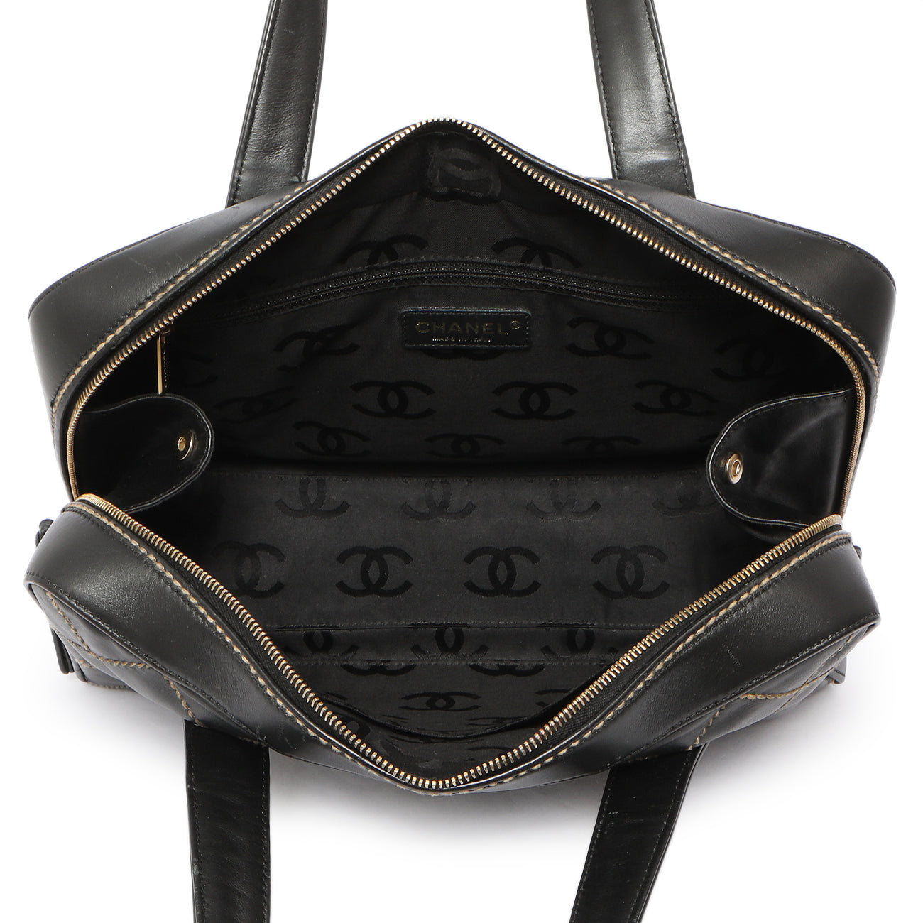 Exclusive Chanel Black Calfskin Wild Stitch Top Handle — Alternate View 8