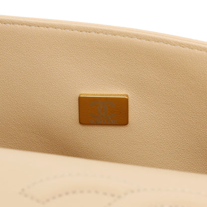 Exclusive Chanel Beige Quilted Caviar Medium Double Flap — Lifestyle View