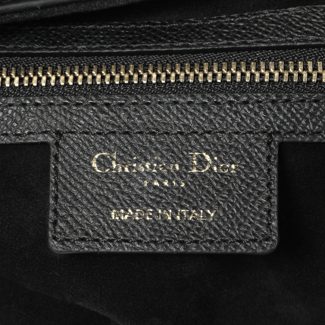 Exclusive Christian Dior Black Grained Calfskin Saddle Bag — Detail View