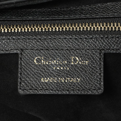 Exclusive Christian Dior Black Grained Calfskin Saddle Bag — Detail View