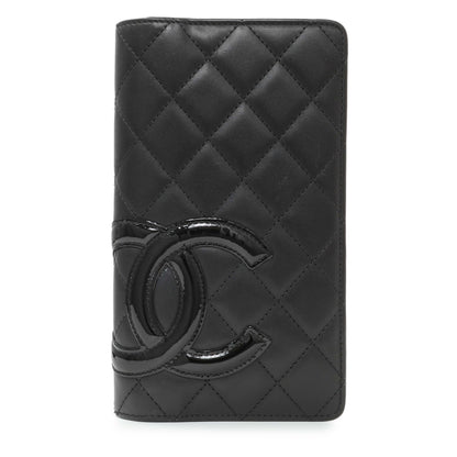 Exclusive Chanel Black Calfskin Quilted Cambon Yen Wallet — Front View