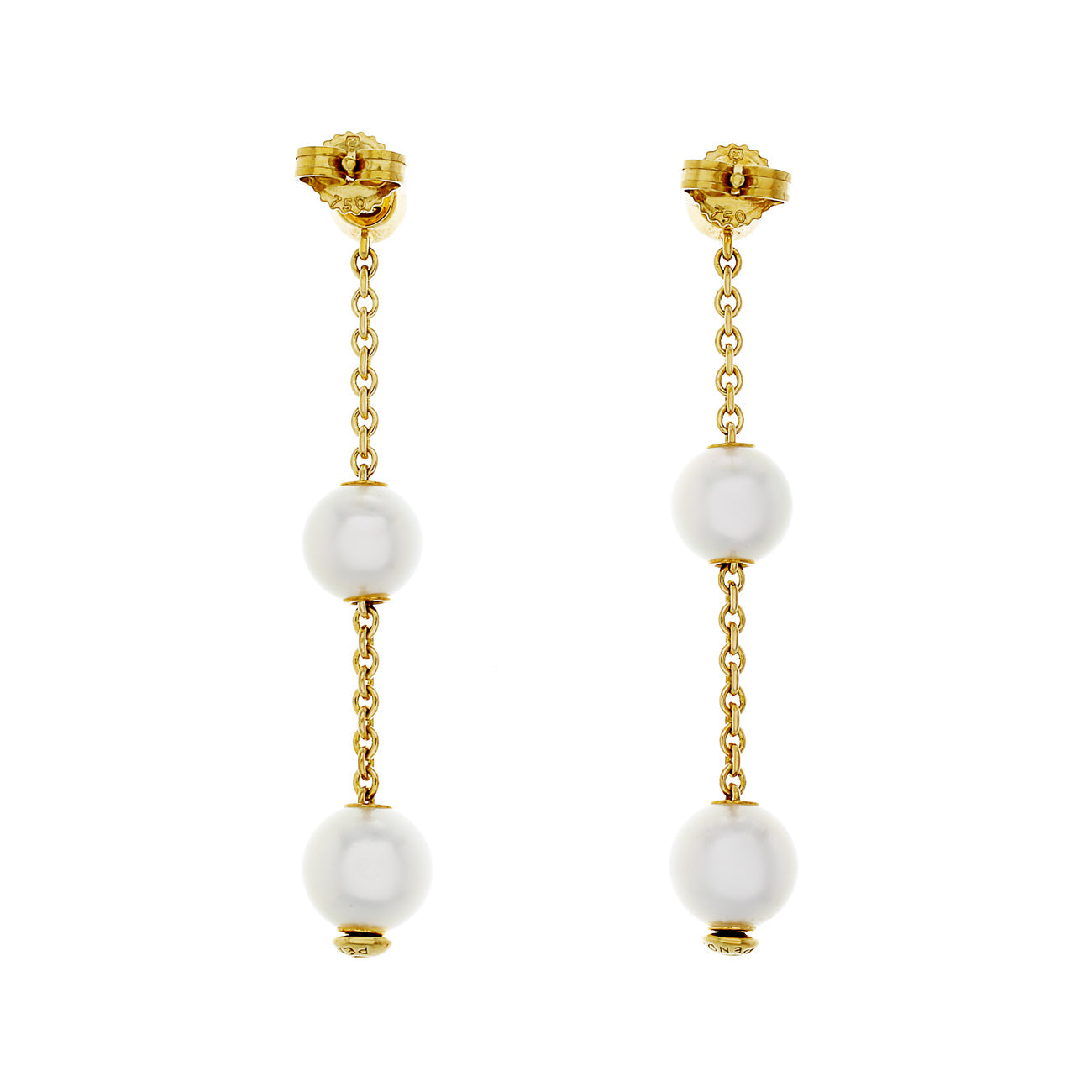 Exclusive Mikimoto 18K Yellow Gold Diamond Pearls in Motion Earrings — Side View
