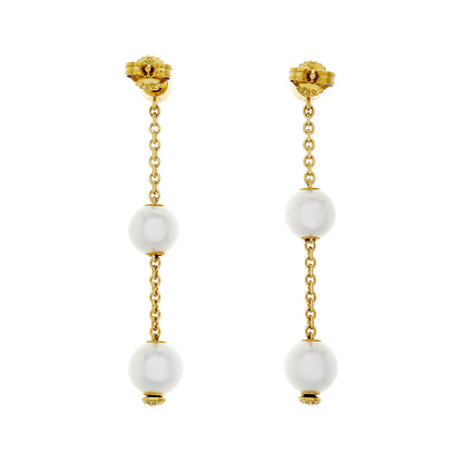 Exclusive Mikimoto 18K Yellow Gold Diamond Pearls in Motion Earrings — Side View