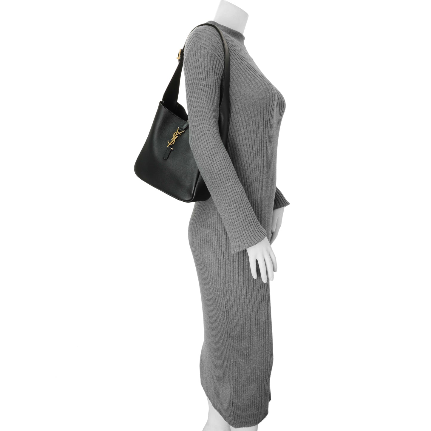 Exclusive Saint Laurent Black Smooth Calfskin Small Le 5 A 7 Soft Hobo — Alternate View 7