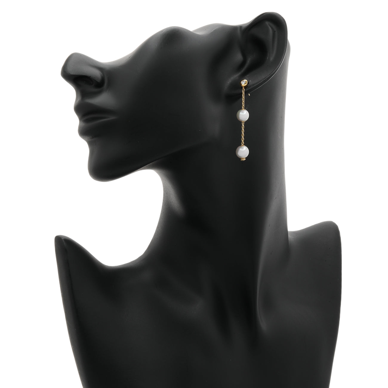 Exclusive Mikimoto 18K Yellow Gold Diamond Pearls in Motion Earrings — Back View