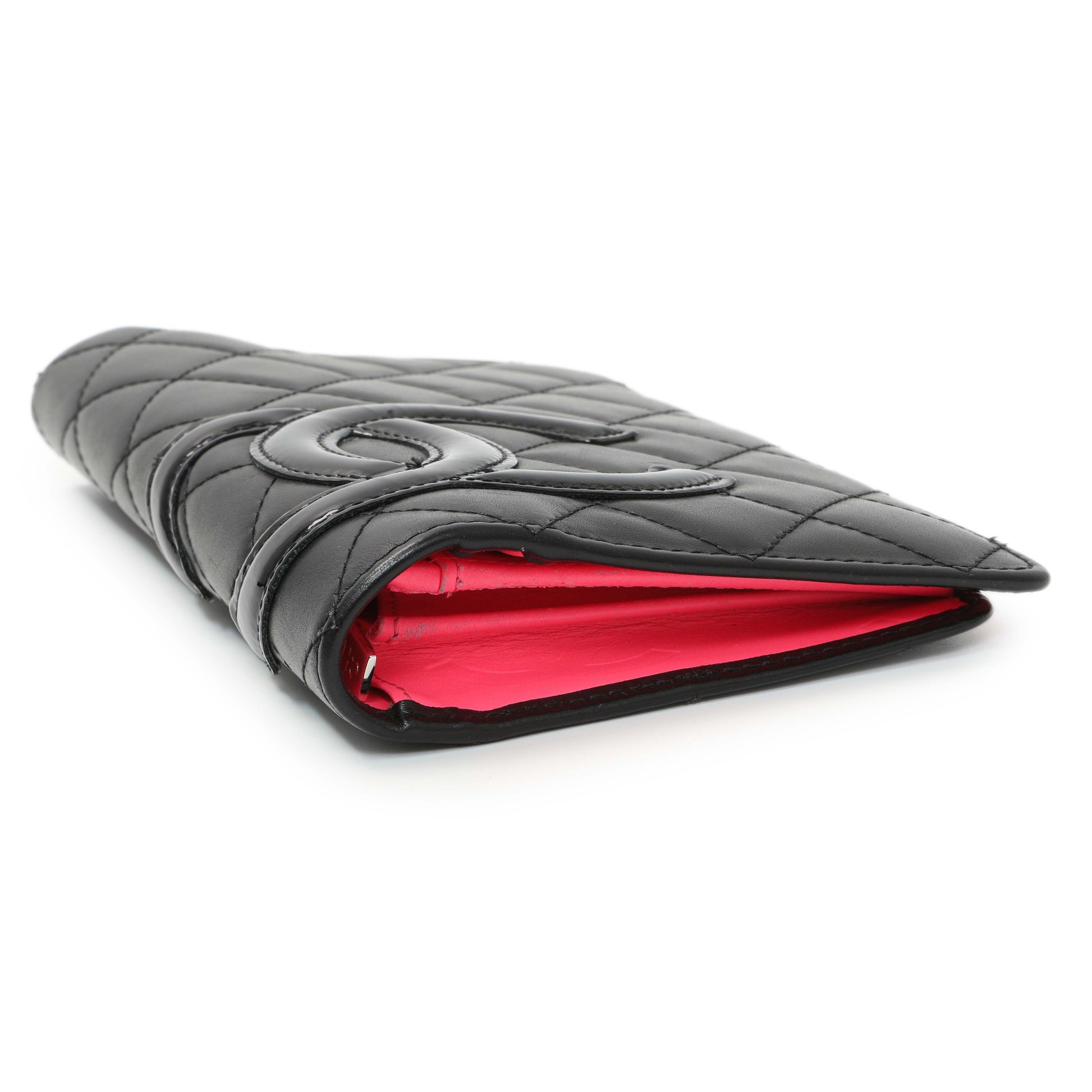 Exclusive Chanel Black Calfskin Quilted Cambon Yen Wallet — Back View