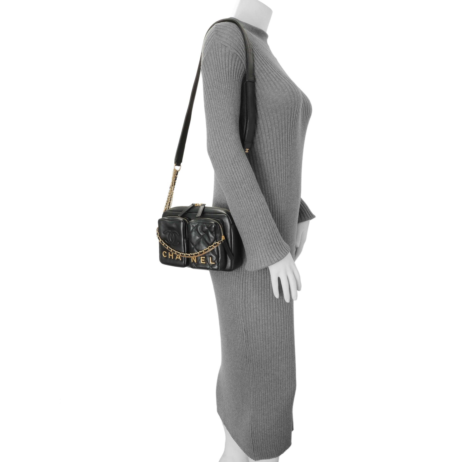 Exclusive Chanel Black Quilted Calfskin Small Camera Case — Alternate View 13