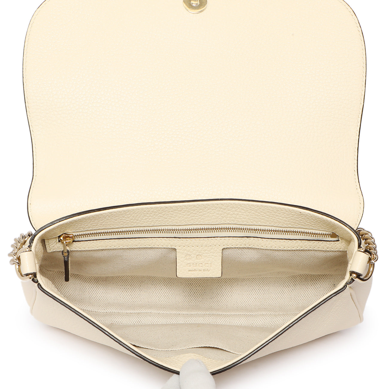 Exclusive Gucci Ivory Pebbled Calfskin Medium Soho Flap Crossbody — Alternate View 8