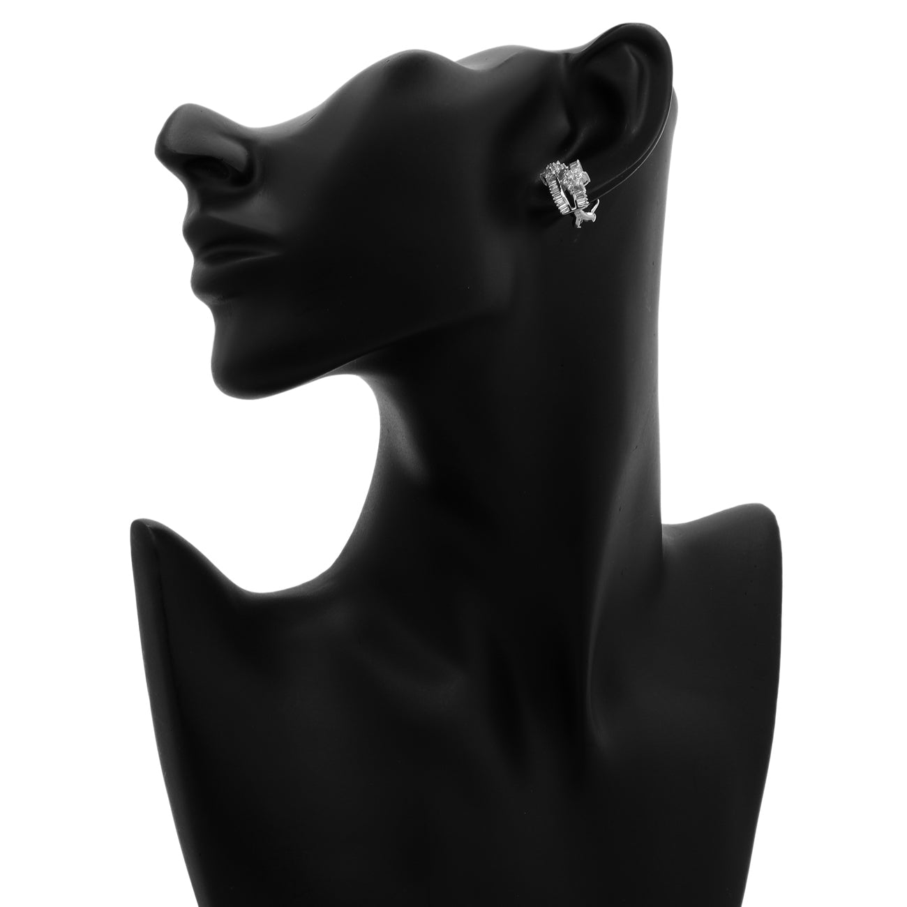Exclusive 18K White Gold 1.96 Carat Bandeau Blossom Diamond Earrings — Back View