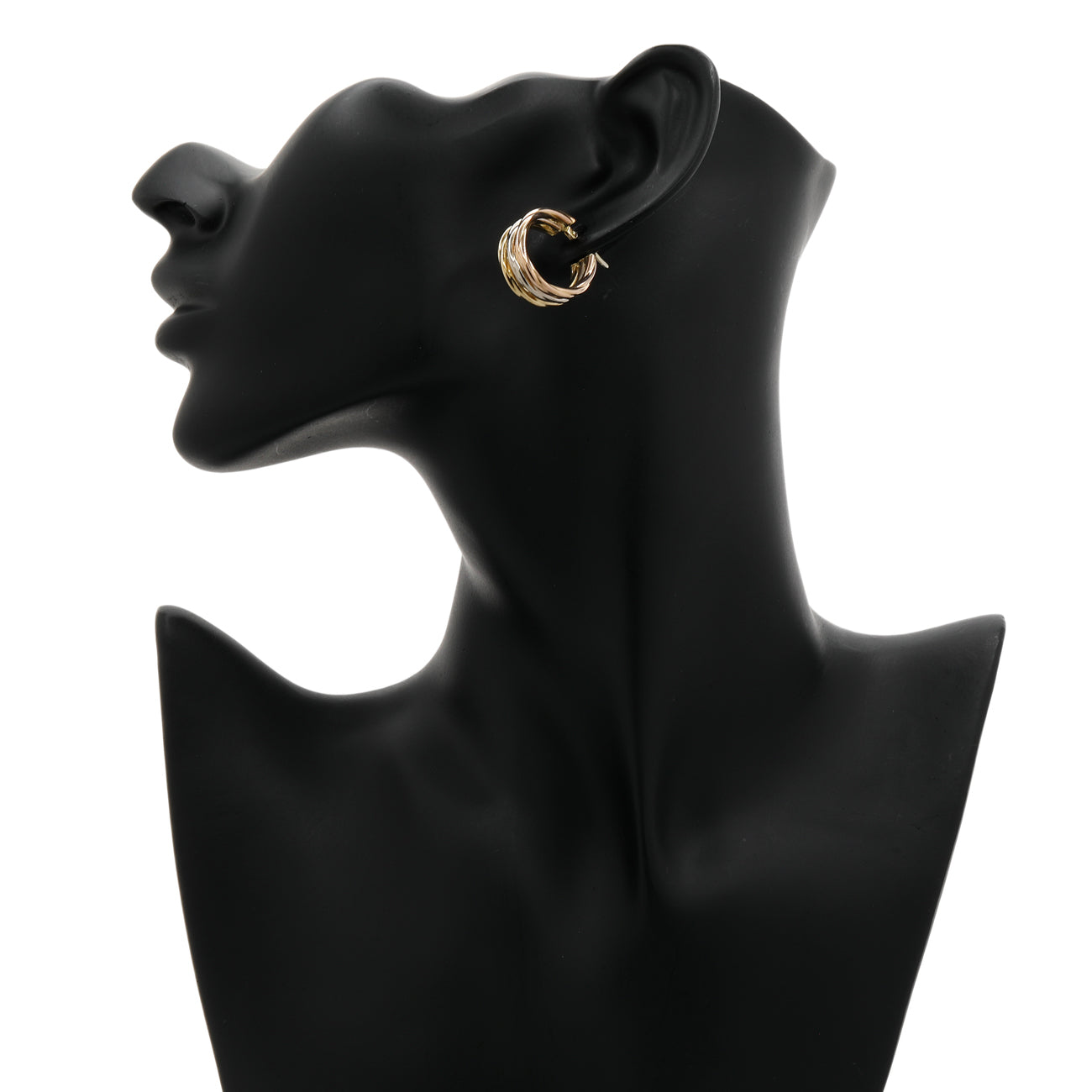 Exclusive 18K White & Yellow Gold Triple Twist Oval Hoop Earrings — Back View