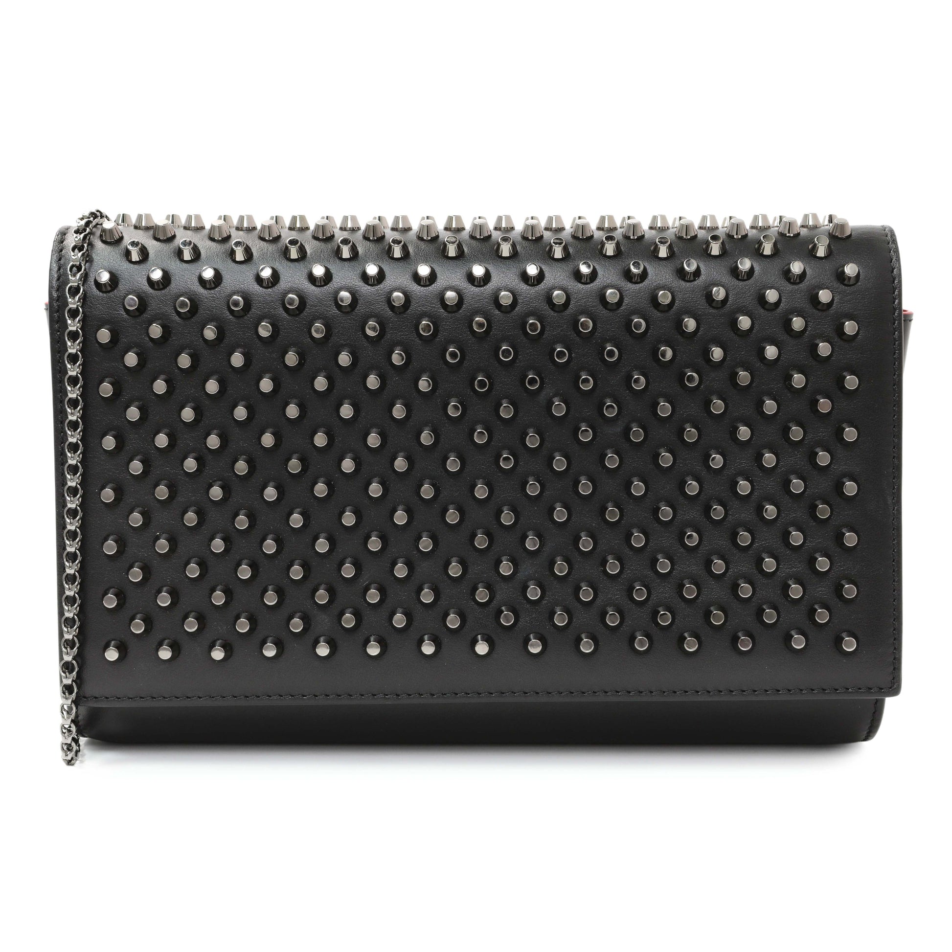 Exclusive Christian Louboutin Black Calfskin Paloma Clutch — Front View