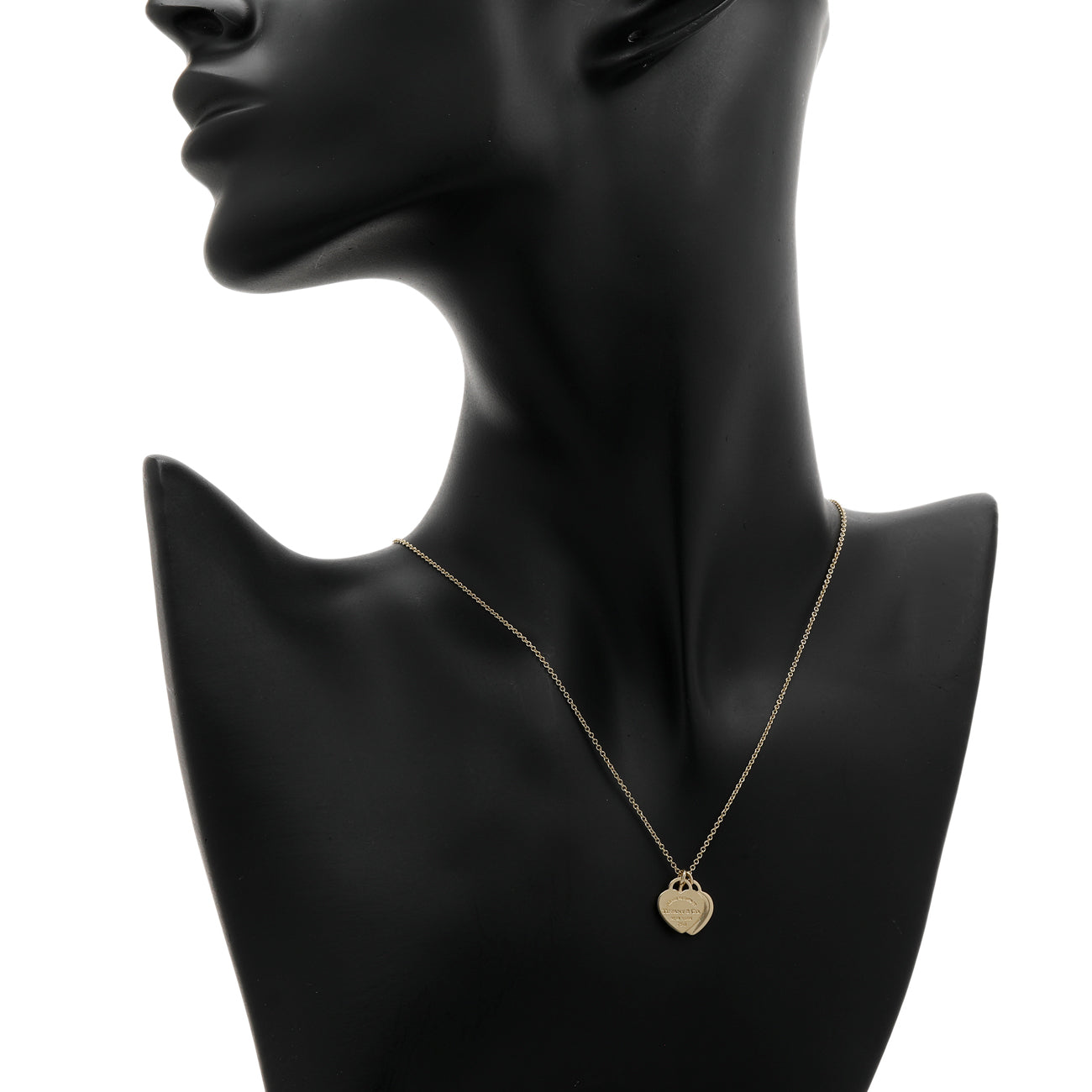 Exclusive Tiffany & Co. 18K Yellow Gold Mini Double Heart Tag Pendant — Detail View
