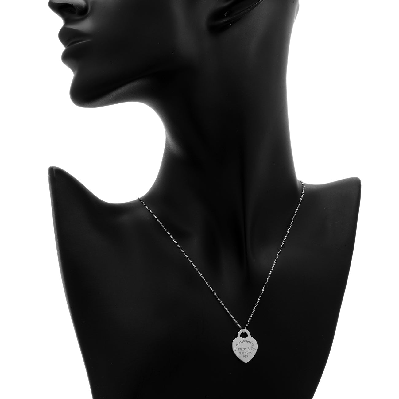 Exclusive Tiffany & Co. Sterling Silver Heart Tag Pendant Necklace — Detail View