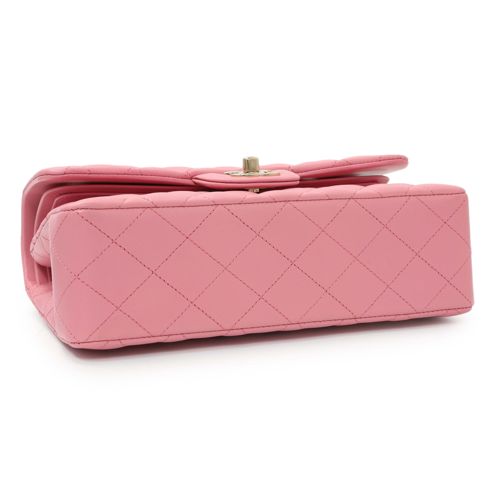 Exclusive Chanel Pink Quilted Lambskin Small Double Flap — Back View