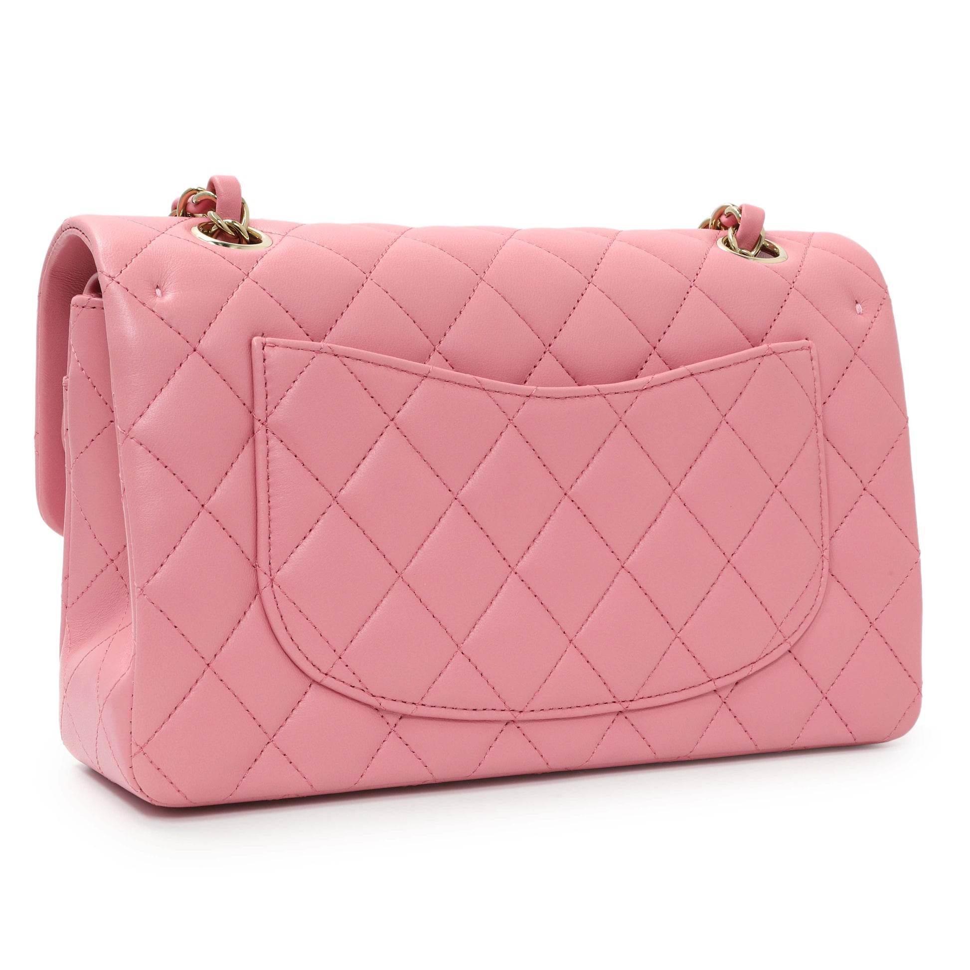 Exclusive Chanel Pink Quilted Lambskin Small Double Flap — Side View