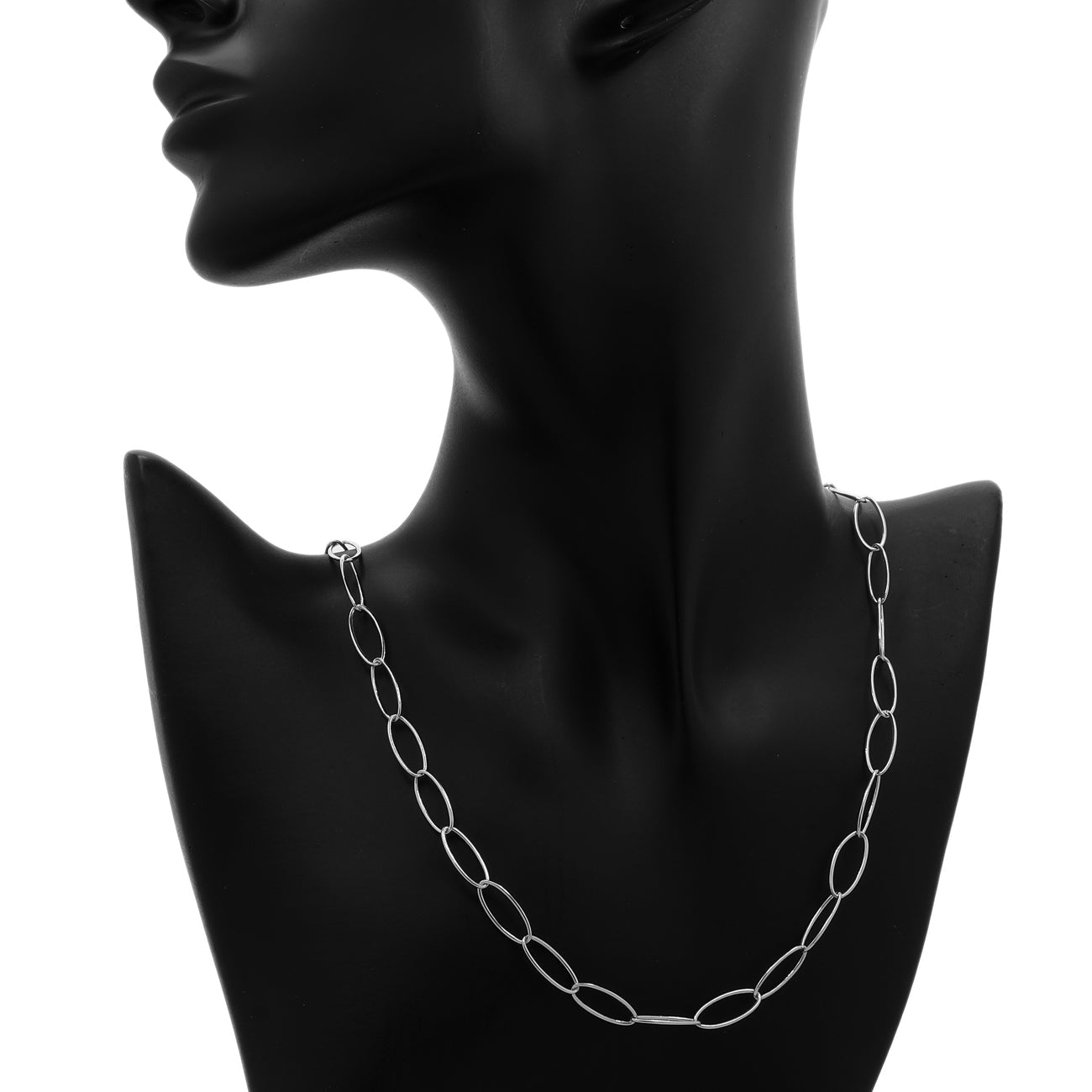 Exclusive 14K White Gold Oval Link Chain — Back View