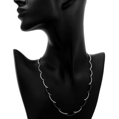 Exclusive 18K White Gold 1.50 Carat Black & White Diamond Necklace — Back View