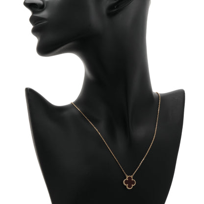 Exclusive Van Cleef & Arpels 18K Yellow Gold Carnelian Vintage Alhambra Pendant Necklace — Top View