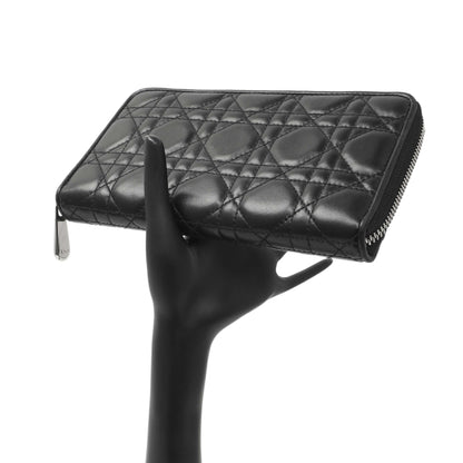 Exclusive Christian Dior Black Lambskin Cannage Lady Dior Zip Wallet — Alternate View 11