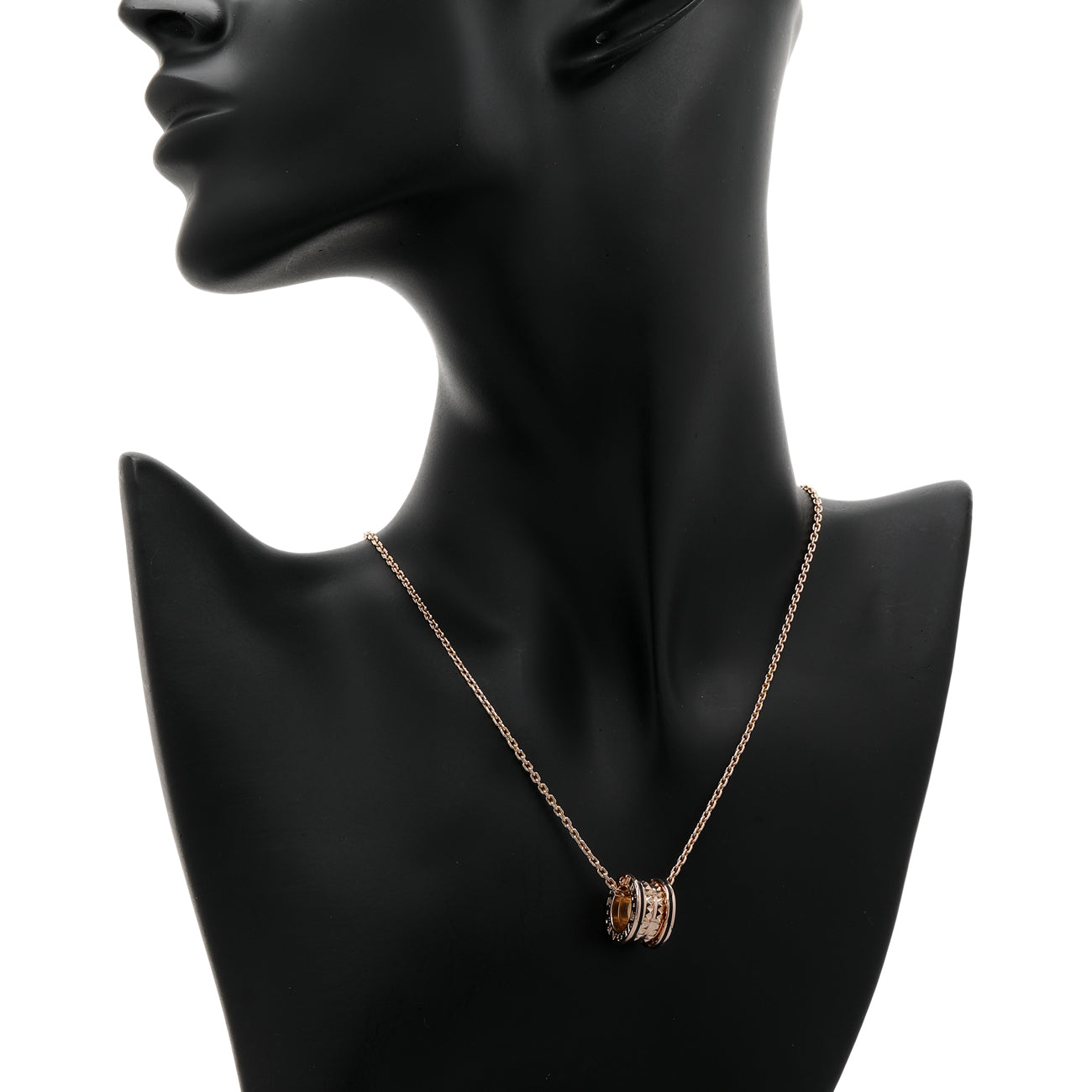 Exclusive Bulgari 18K Rose Gold B.zero1 Rock Pendant Necklace — Top View