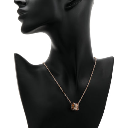 Exclusive Bulgari 18K Rose Gold B.zero1 Rock Pendant Necklace — Top View