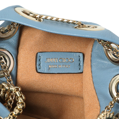 Exclusive Jimmy Choo Blue Lambskin Micro Bon Bon Bag — Lifestyle View