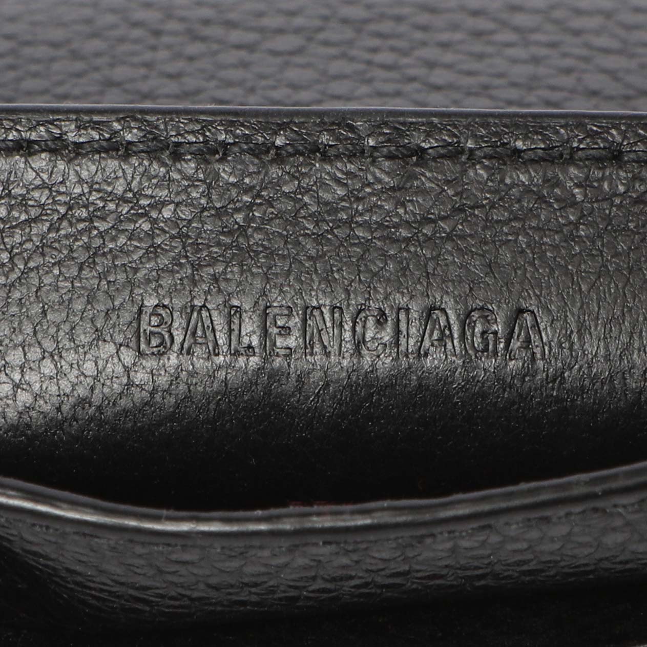 Exclusive Balenciaga Black Grained Calfskin Neo Classic Card Holder — Detail View