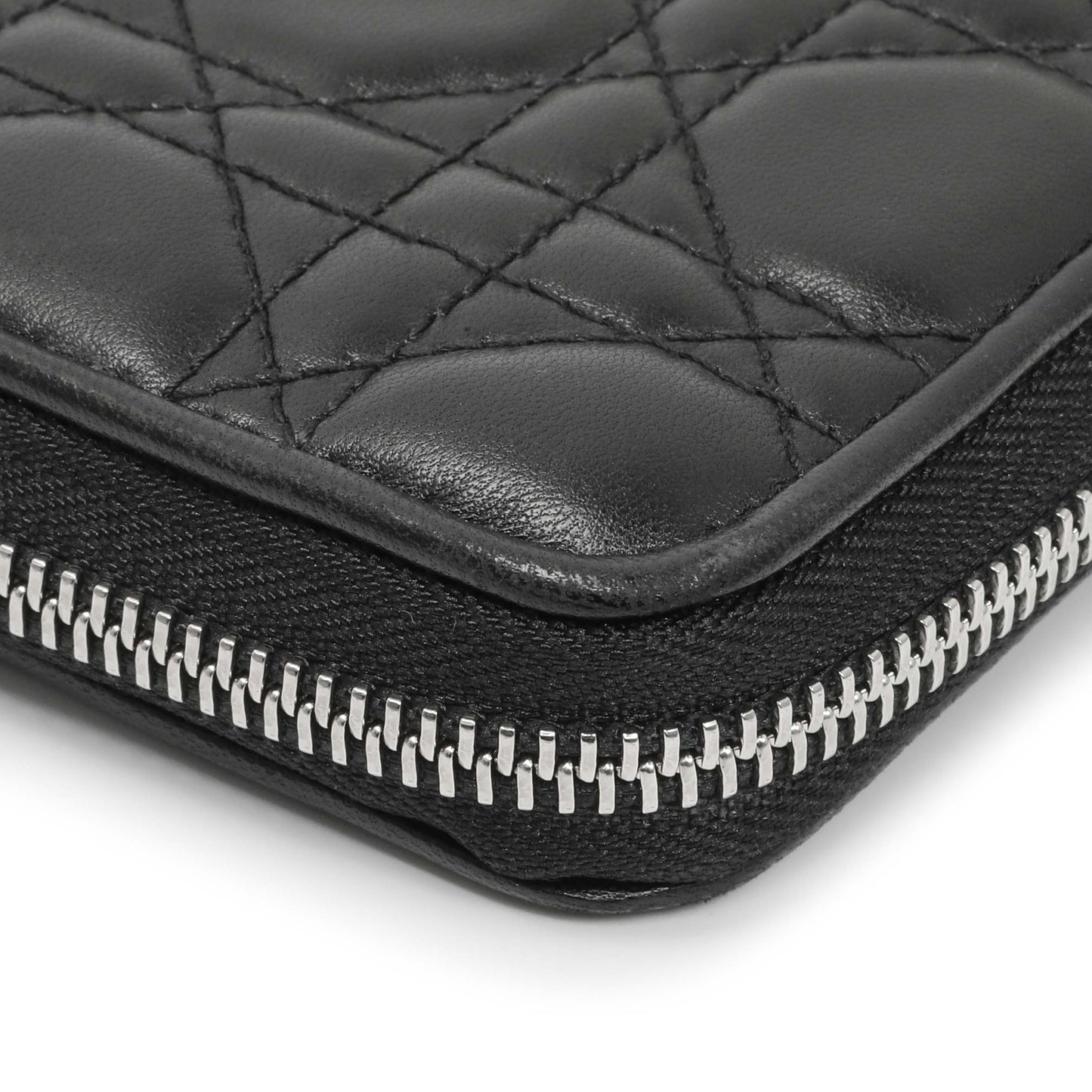 Exclusive Christian Dior Black Lambskin Cannage Lady Dior Zip Wallet — Alternate View 7