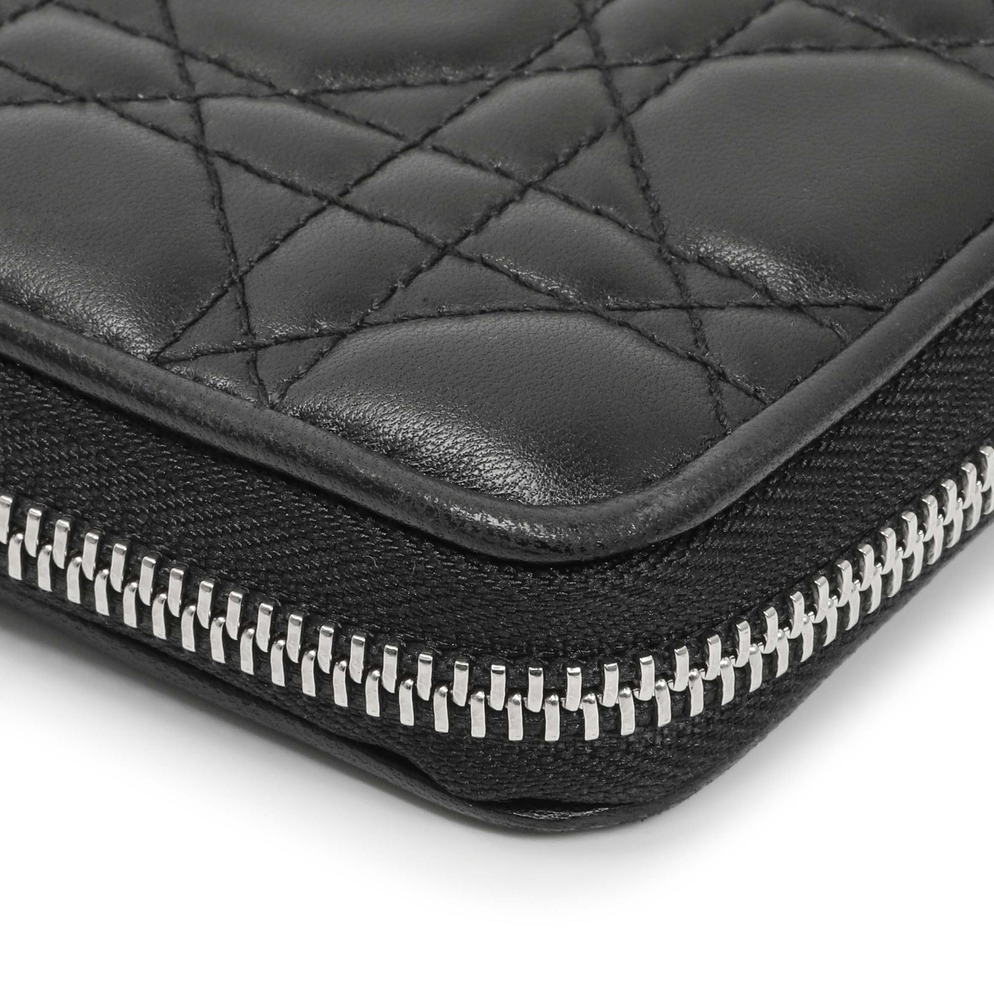 Exclusive Christian Dior Black Lambskin Cannage Lady Dior Zip Wallet — Alternate View 7