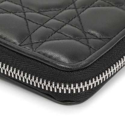 Exclusive Christian Dior Black Lambskin Cannage Lady Dior Zip Wallet — Alternate View 7