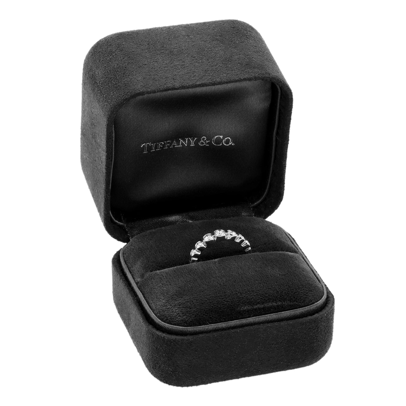 Exclusive Tiffany & Co. Platinum Diamond Graduated Jazz Ring — Detail View