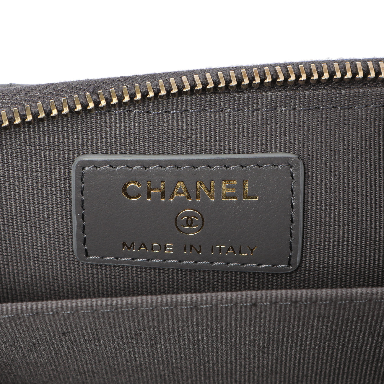 Exclusive Chanel Grey Quilted Lambskin 19 Vertical Zip Card Holder Wallet — Top View